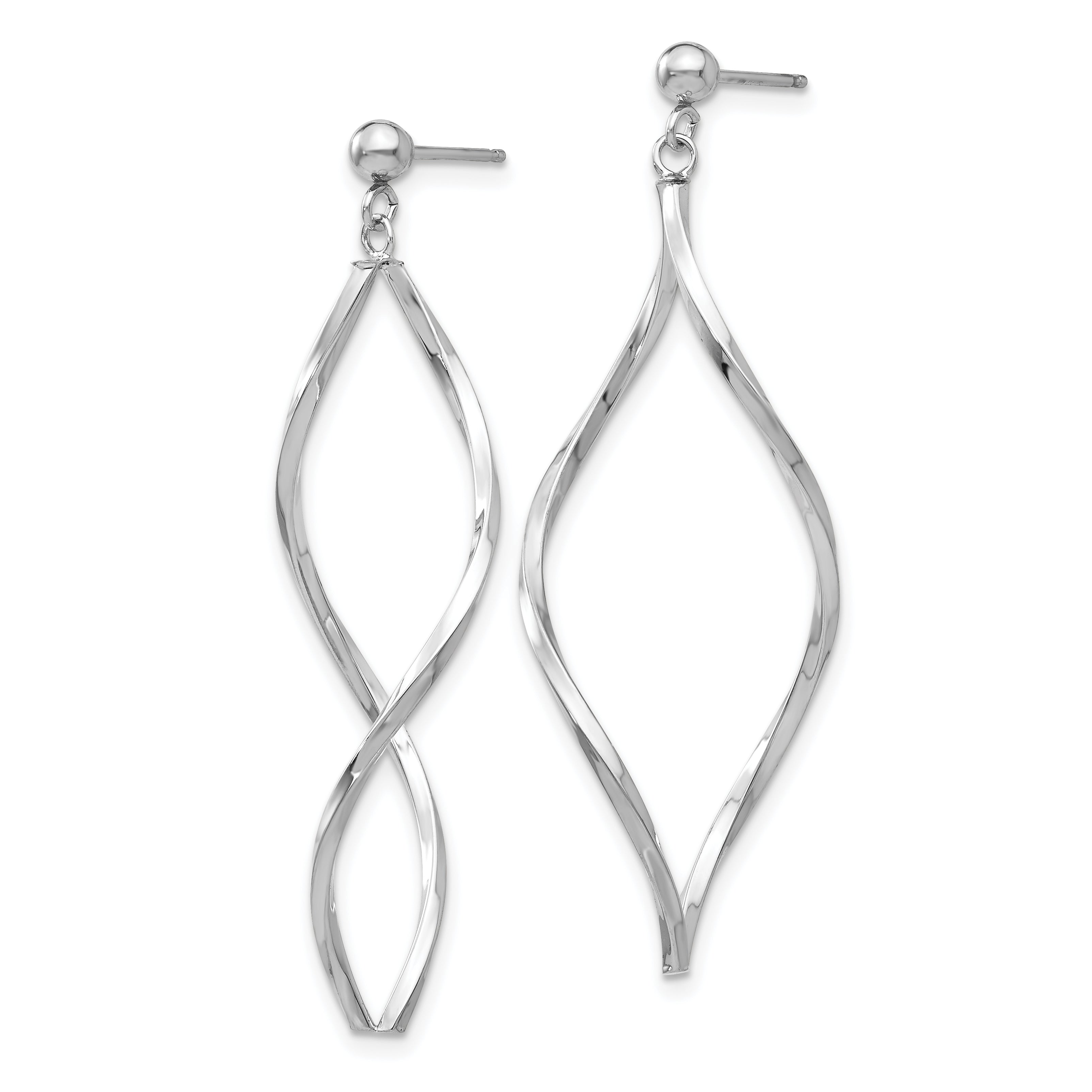 14k White Gold Twisted Post Dangle Earrings