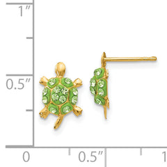 14k Light Green Crystal Turtle Post Earrings