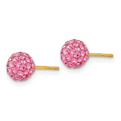 14k Rose Crystal 6mm Post Earrings