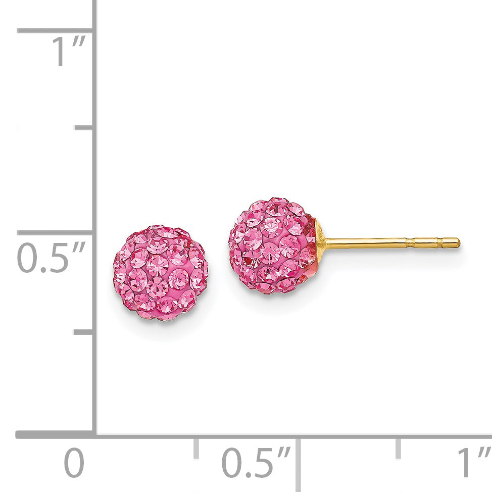 14k Rose Crystal 6mm Post Earrings