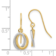 14k Two-tone Textured Fancy Dangle Earrings