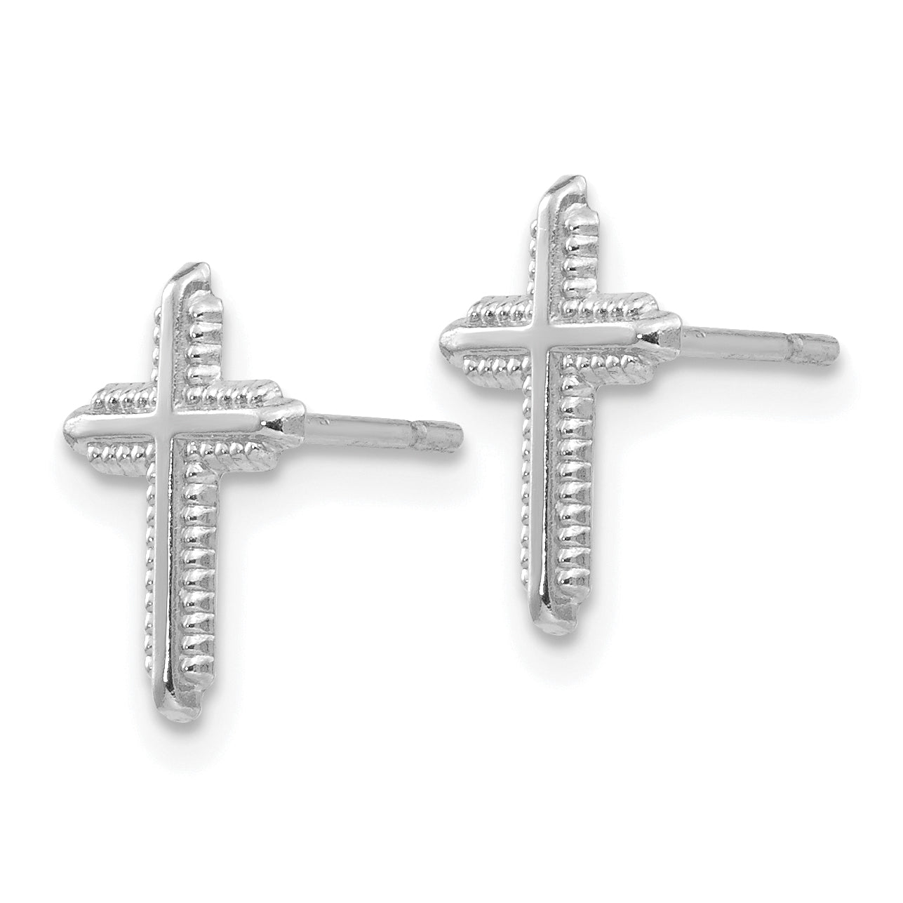 14K White Gold Polished Cross Post Earrings