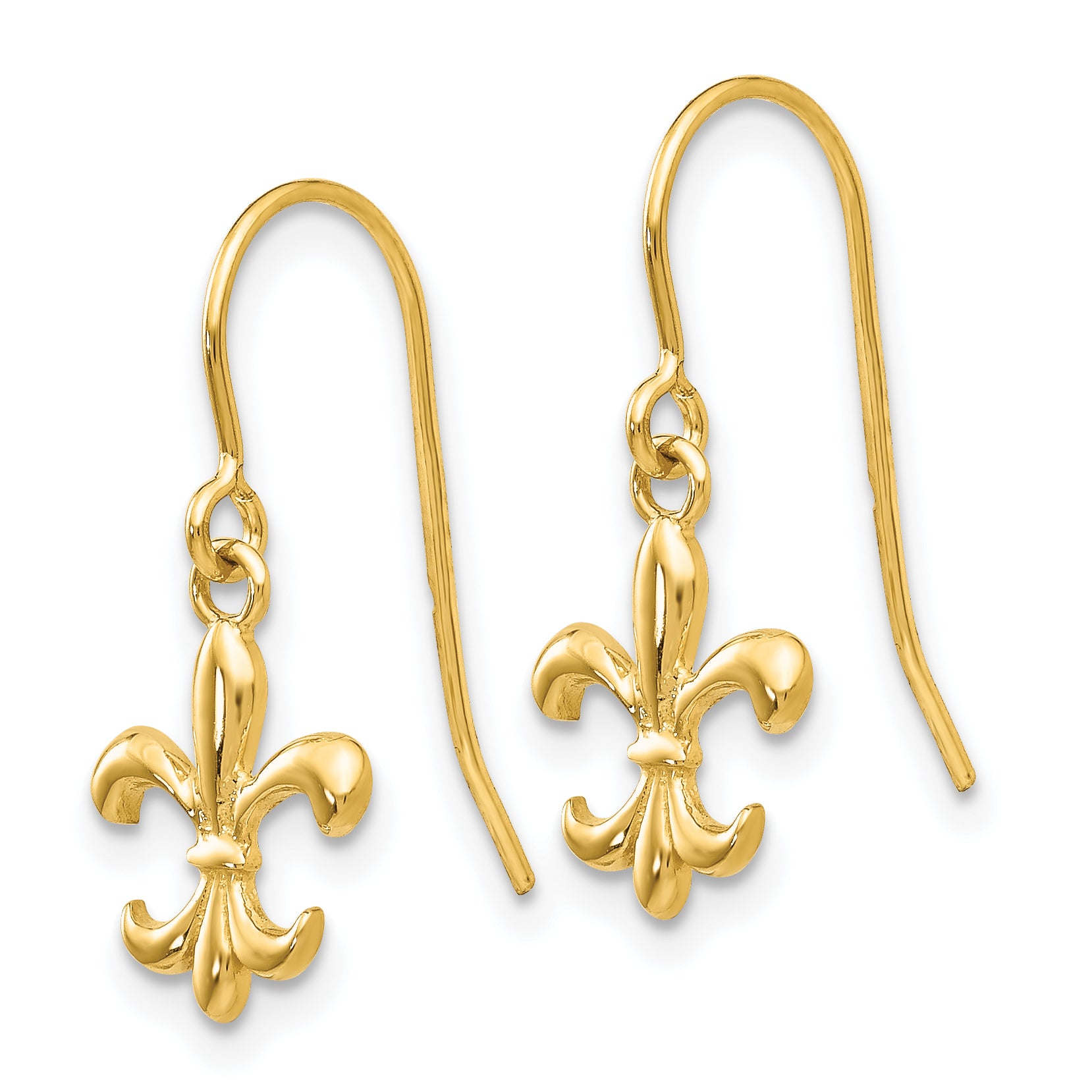 14k Fleur de lis Dangle Earrings