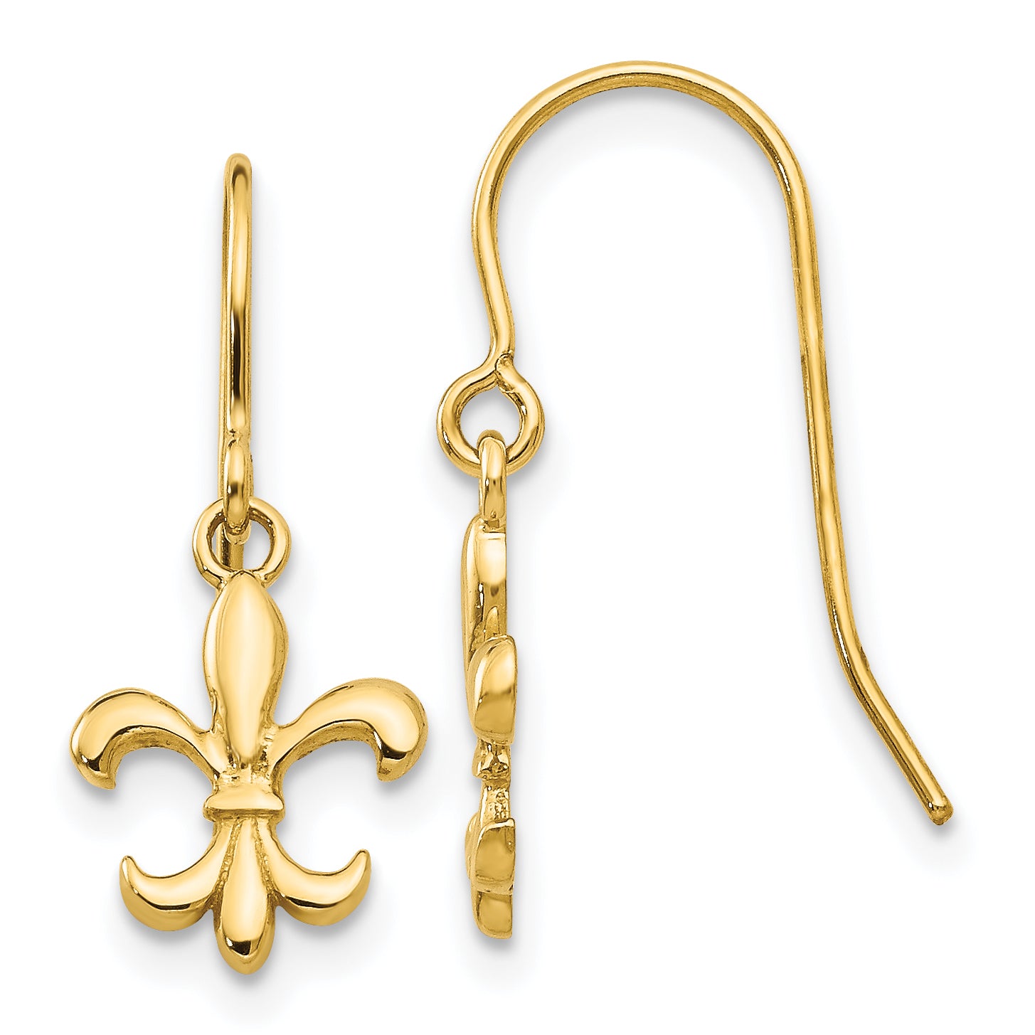 14k Fleur de lis Dangle Earrings