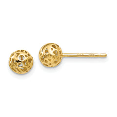 14K Yellow Gold Small Fancy Ball Post Earrings