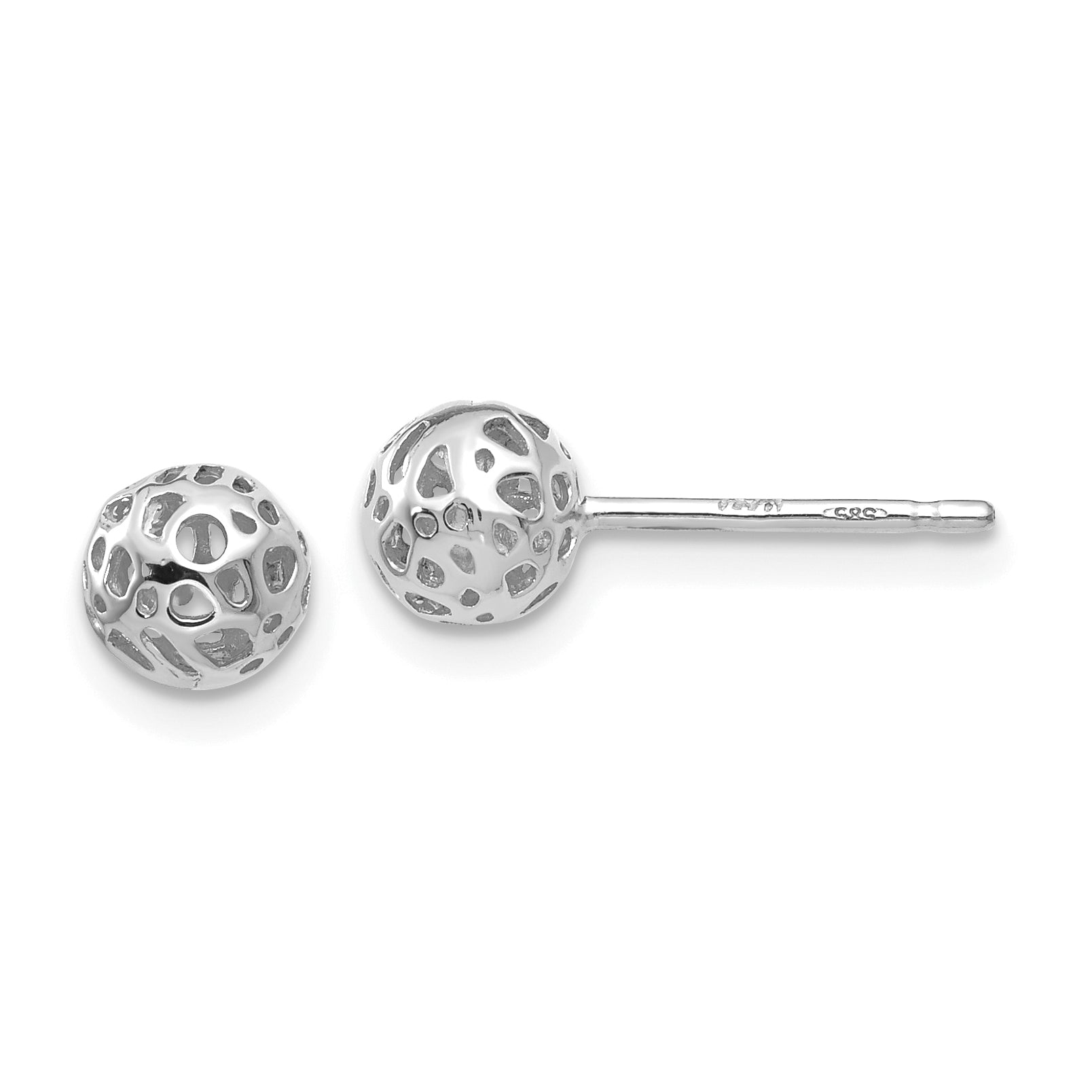 14K White Gold Small Fancy Ball Post Earrings