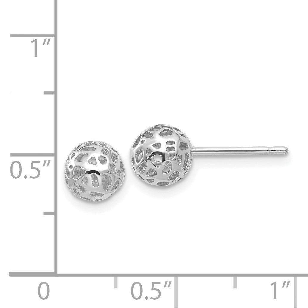 14K White Gold Fancy Ball Post Earrings