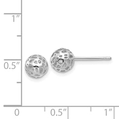 14K White Gold Fancy Ball Post Earrings