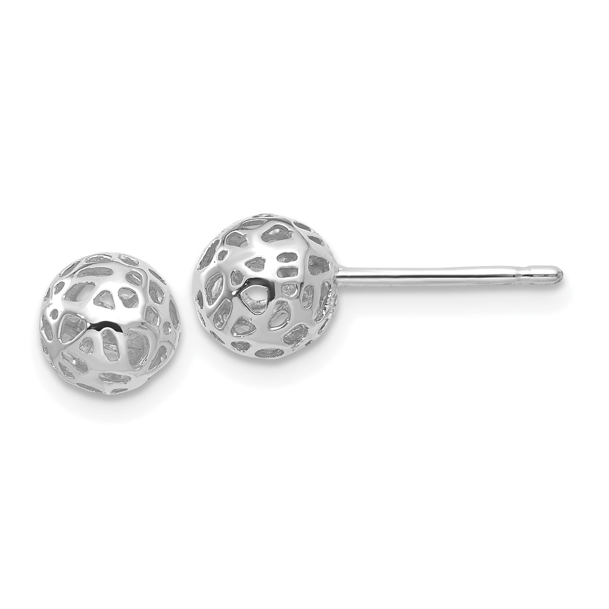 14K White Gold Fancy Ball Post Earrings