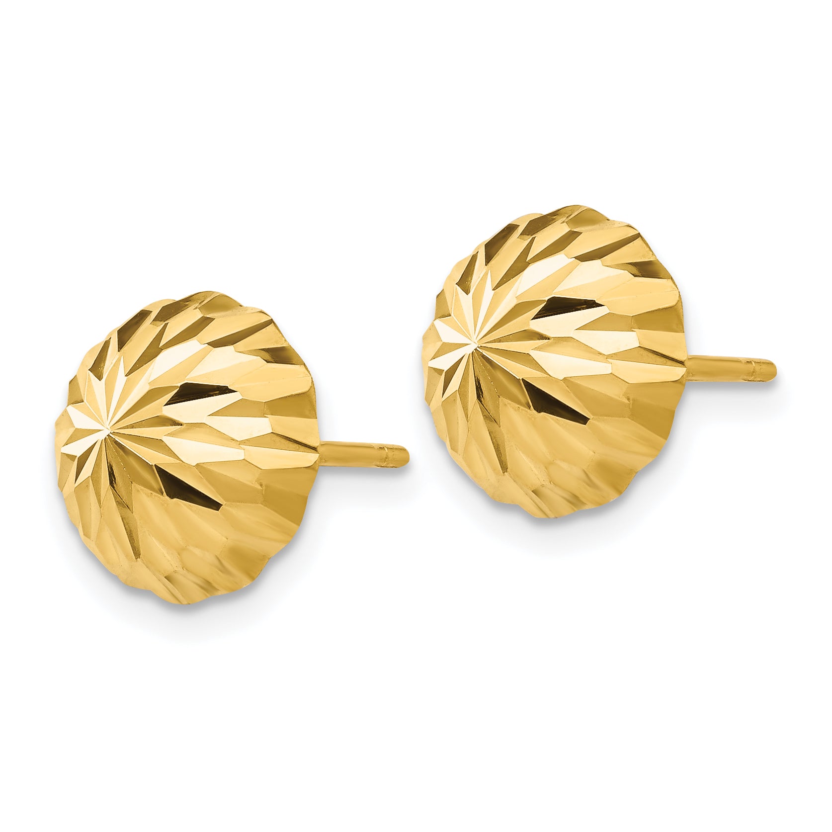 14k Gold Diamond-cut 10mm Domed Post Earrings