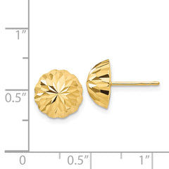 14k Gold Diamond-cut 10mm Domed Post Earrings