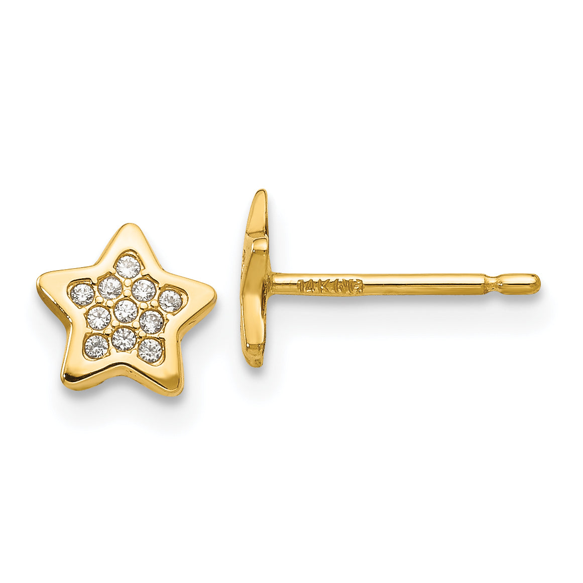 14k Polished CZ Star Post Earrings