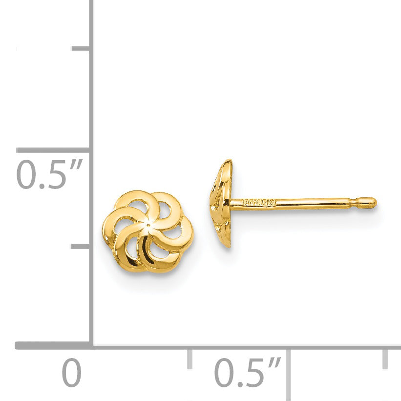 14k Polished Flower Post Earrings