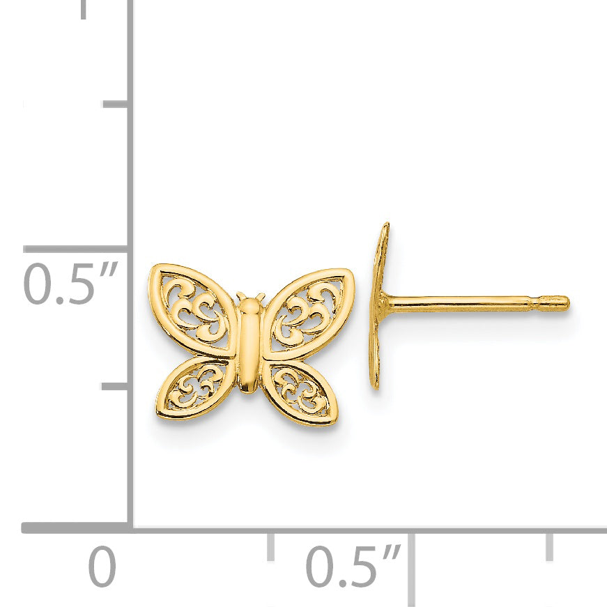 14k Polished Butterfly Post Earrings