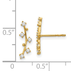 14k Polished Bar CZ Post Earrings