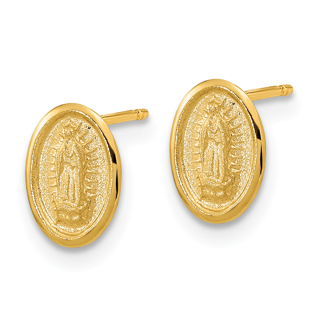 14k Polished Our Lady of Guadalupe Post Earrings