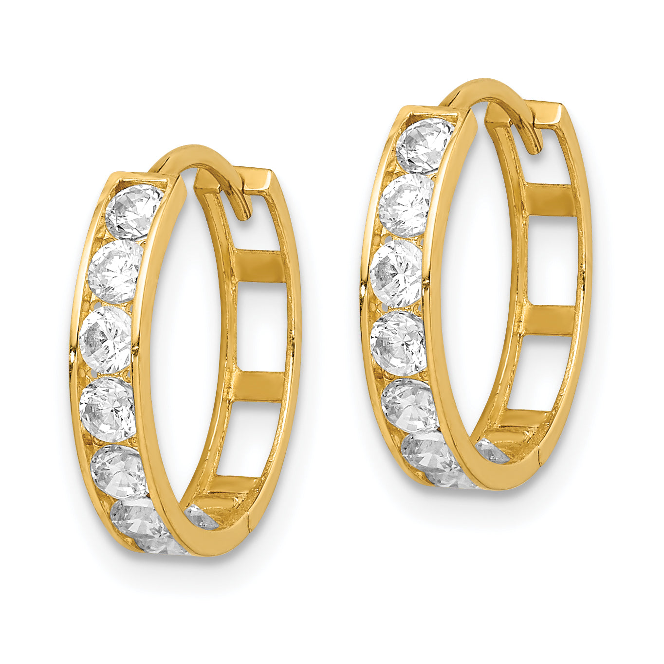 14K CZ Hinged Hoop Earrings