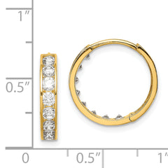 14K CZ Hinged Hoop Earrings