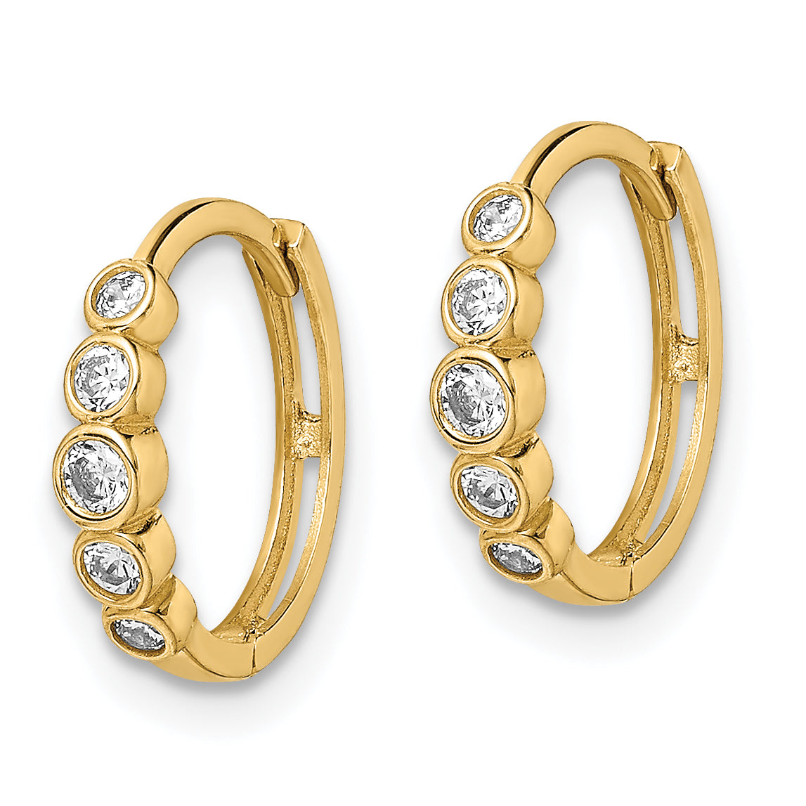 14K CZ Hinged Hoop Earrings