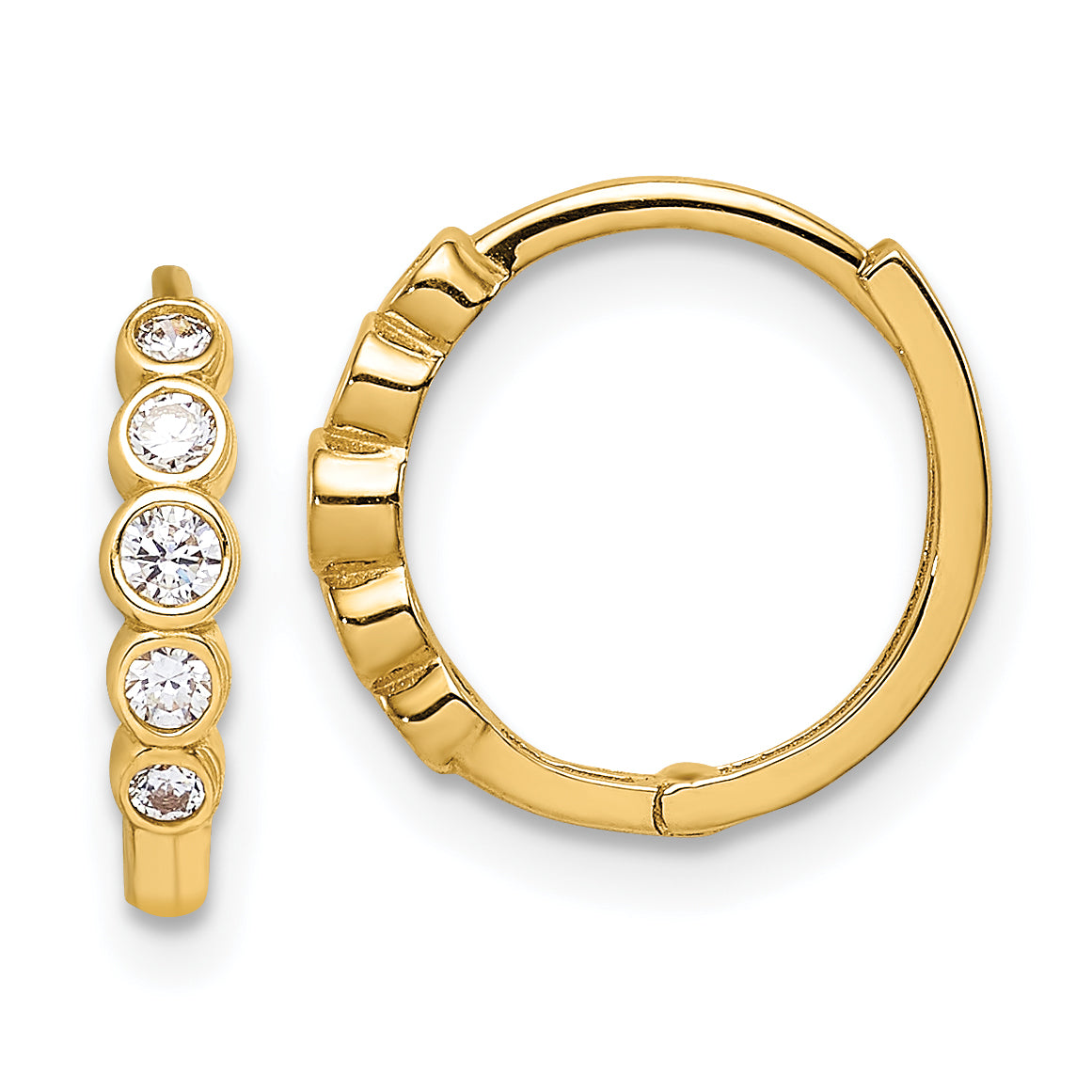 14K CZ Hinged Hoop Earrings