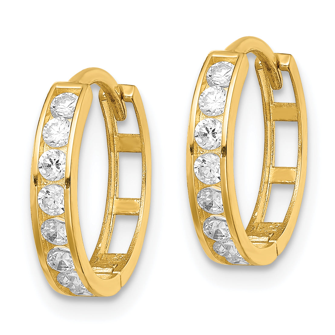 14K CZ Hinged Hoop Earrings