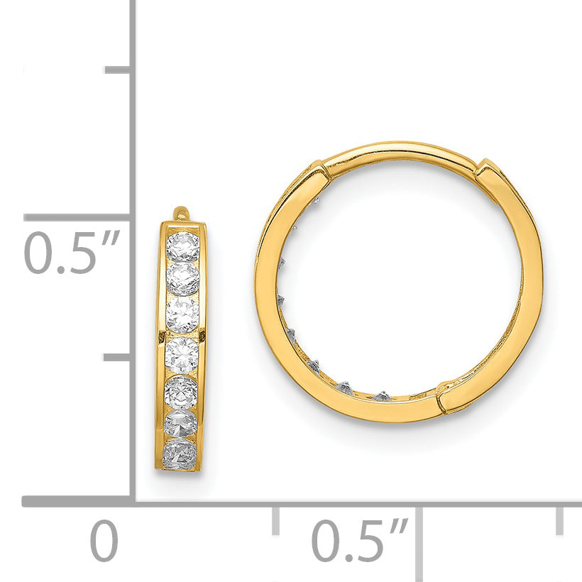 14K CZ Hinged Hoop Earrings