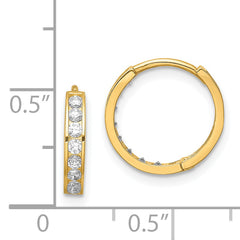 14K CZ Hinged Hoop Earrings