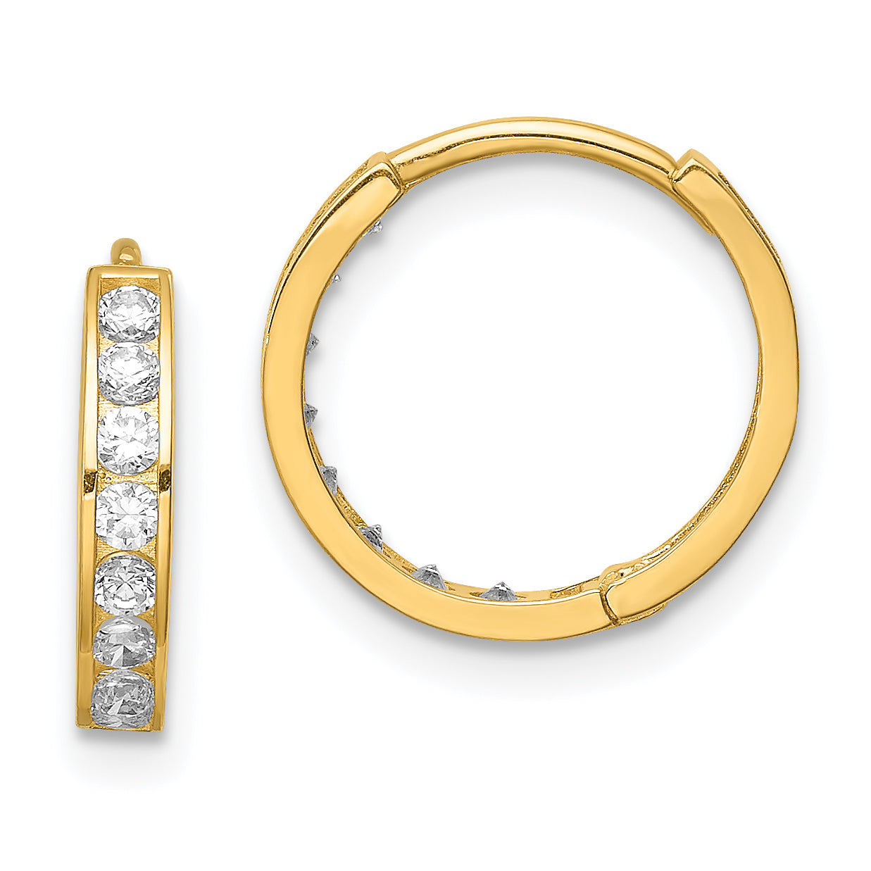 14K CZ Hinged Hoop Earrings