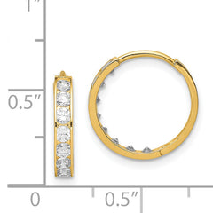 14K CZ Hinged Hoop Earrings