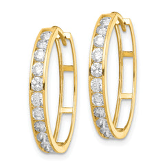 14K CZ Hinged Hoop Earrings