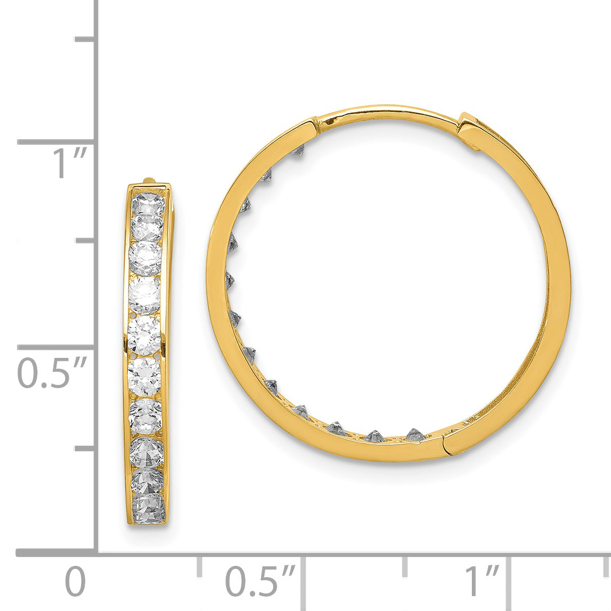 14K CZ Hinged Hoop Earrings