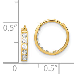 14K CZ Hinged Hoop Earrings