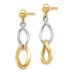 14K Two-tone Dangle Post Earrings