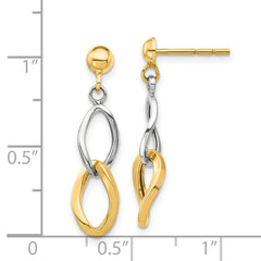 14K Two-tone Dangle Post Earrings