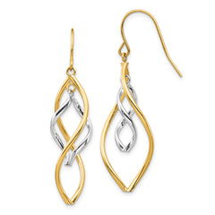 14K Two-tone Fancy Twisted Dangle Earrings