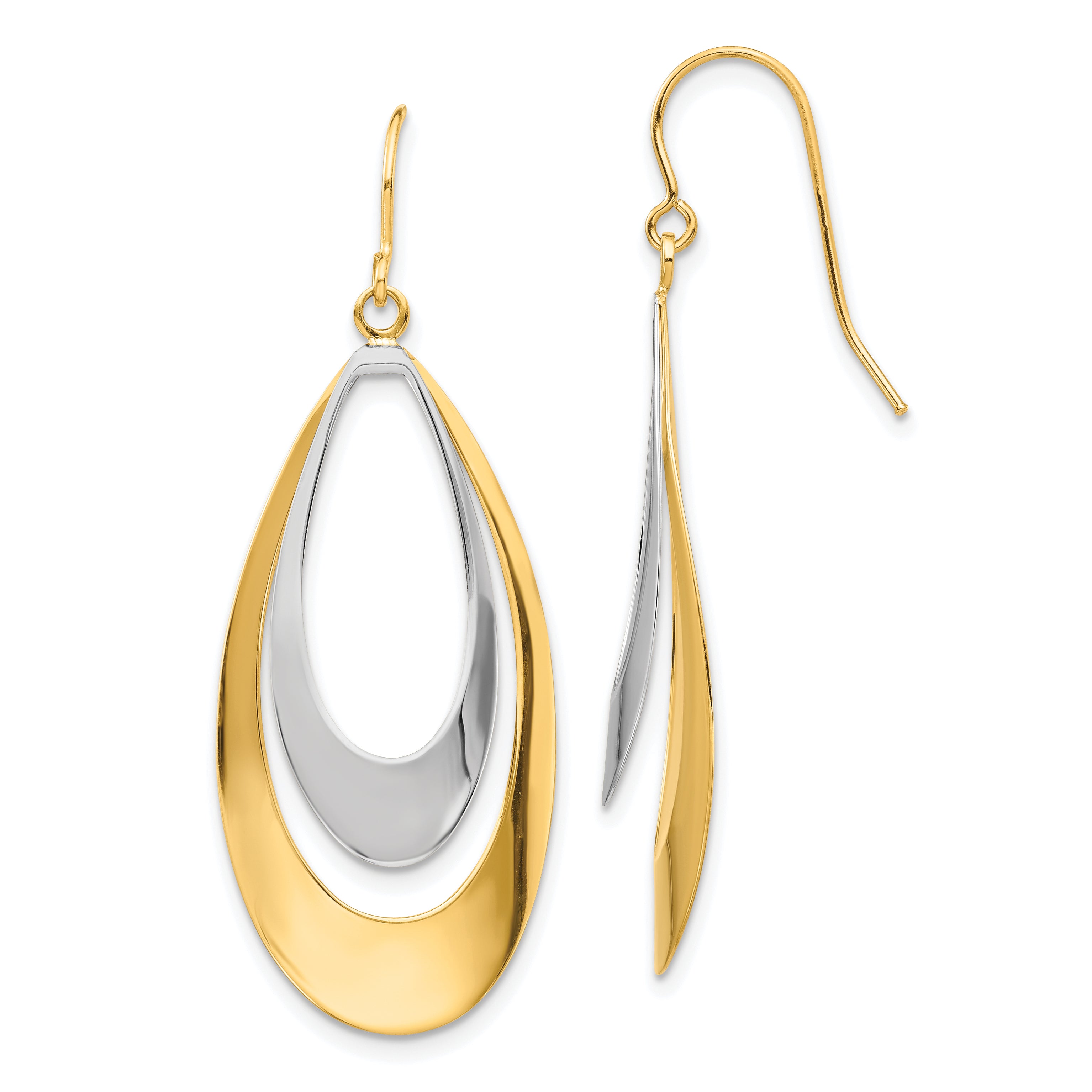 14K Two-tone Dangle Earrings