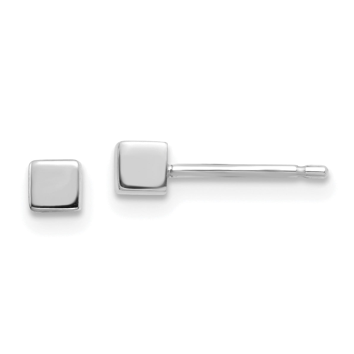 14K White Gold Square Stud Earrings