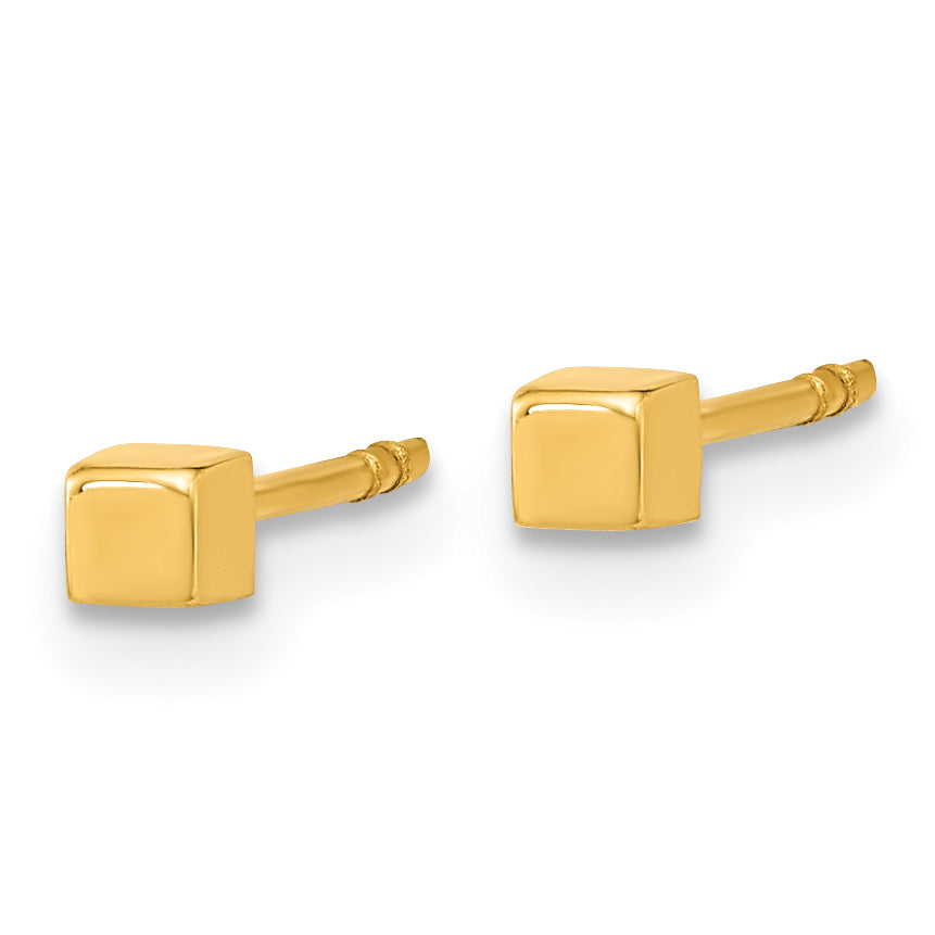 14K Polished Cube Post Earrings