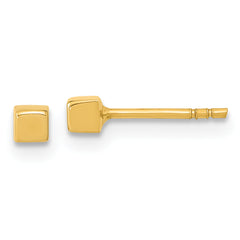 14K Polished Cube Post Earrings