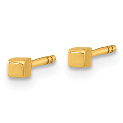 14K Polished Cube Post Earrings