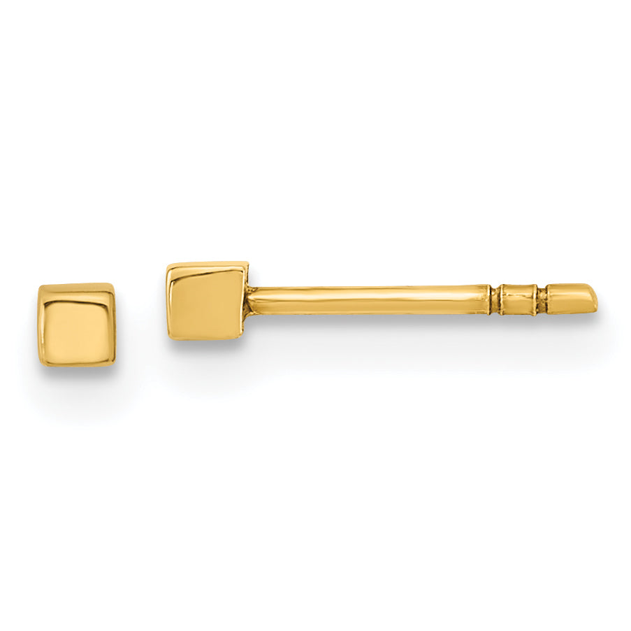 14K Polished Cube Post Earrings