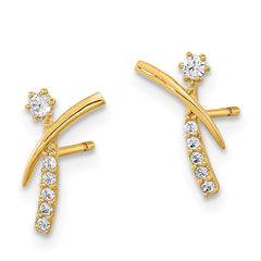 14K Polished Fancy CZ Post Earrings