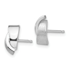 14k White Gold Polished & Satin Fancy Post Earrings