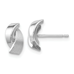 14k White Gold Polished & Satin Fancy Post Earrings