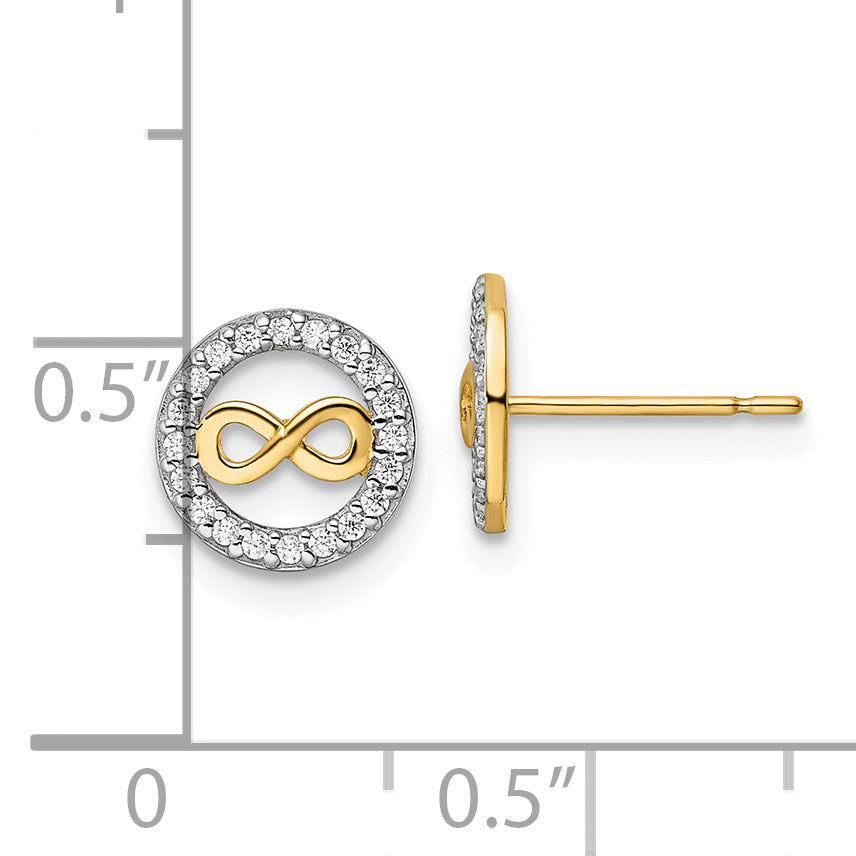 14k CZ Infinity Symbol Post Earrings