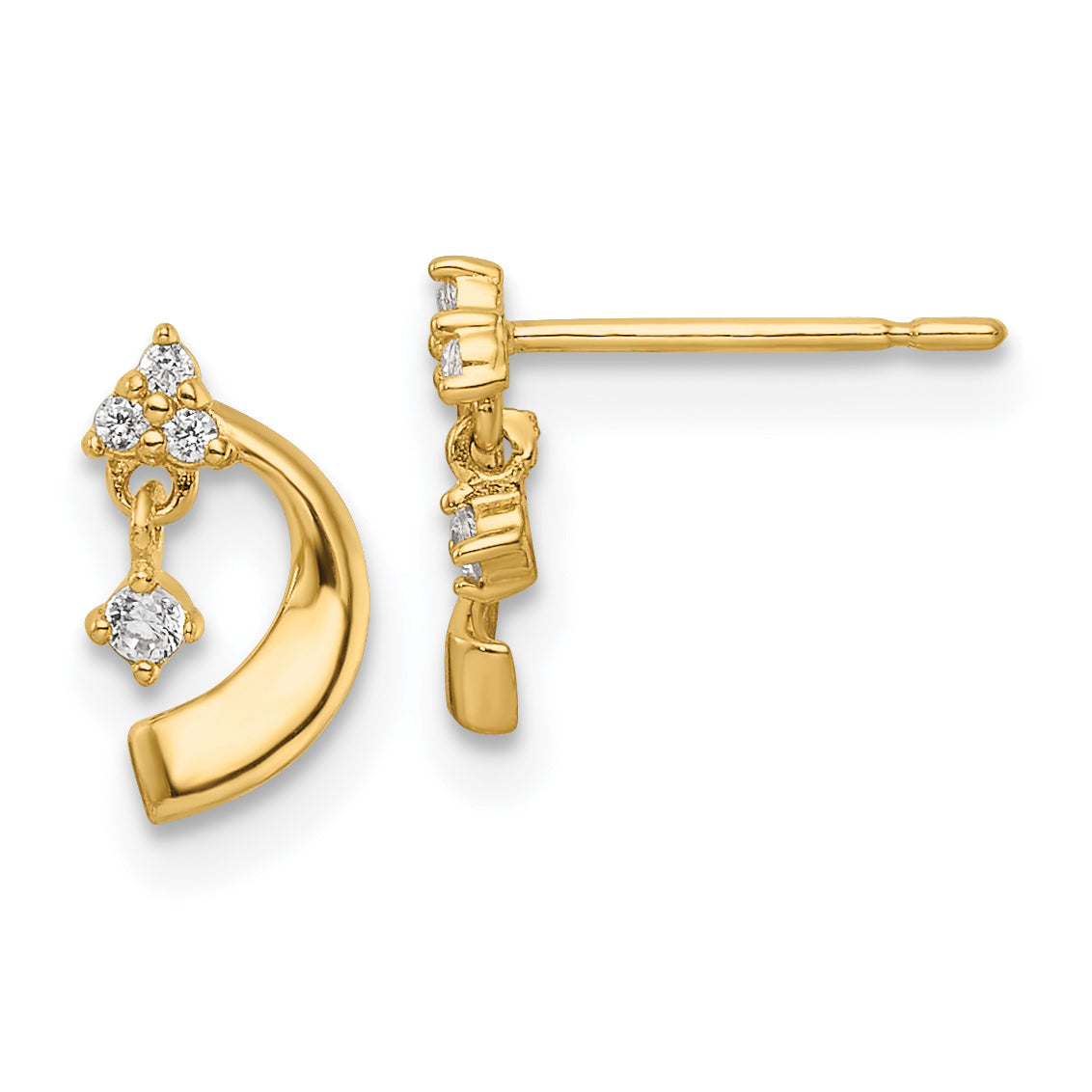 14K CZ Post Earrings