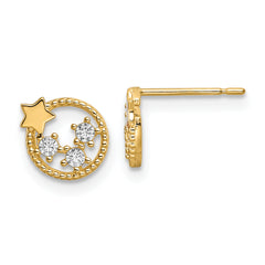 14k CZ Stars Post Earrings