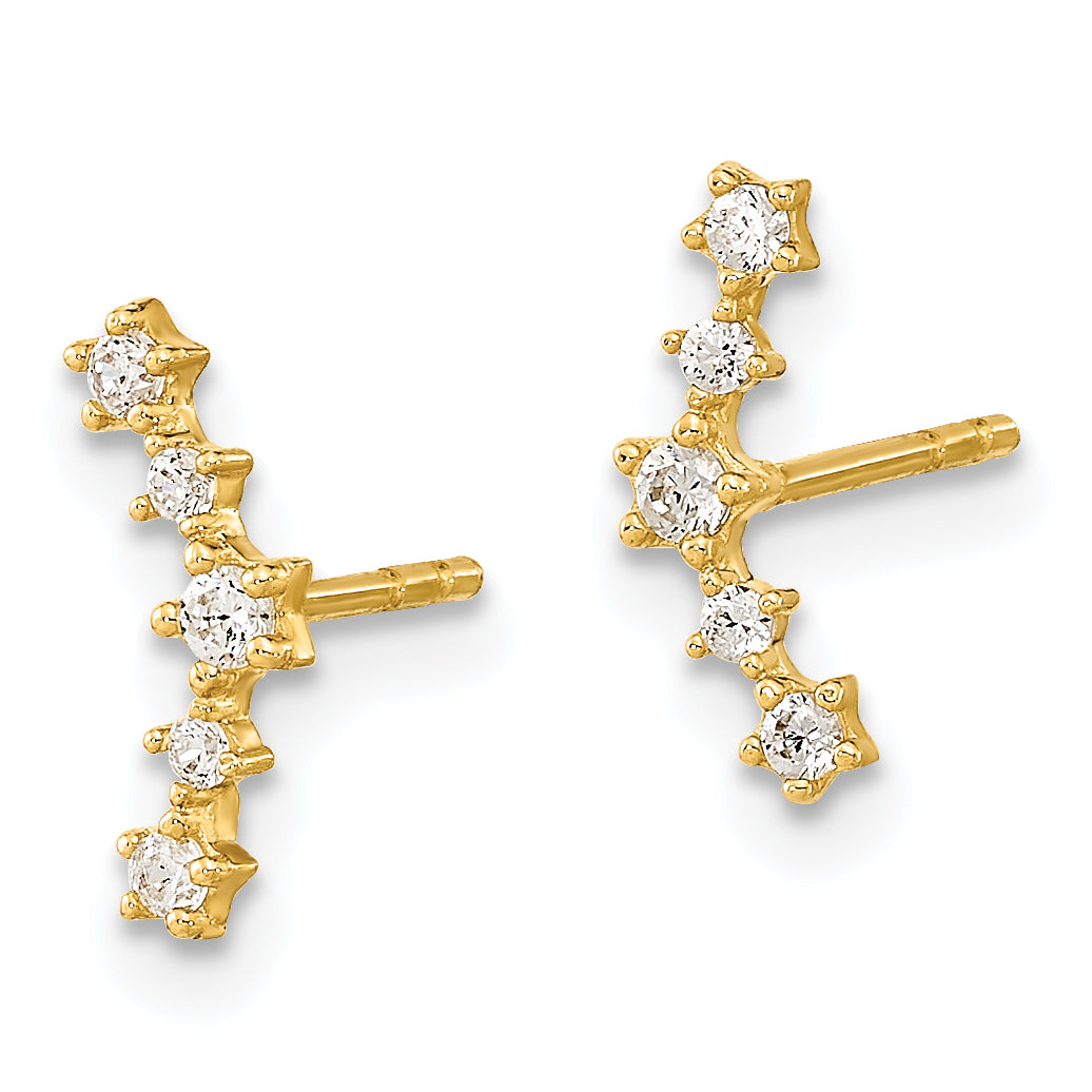 14K Polished Fancy CZ Post Earrings