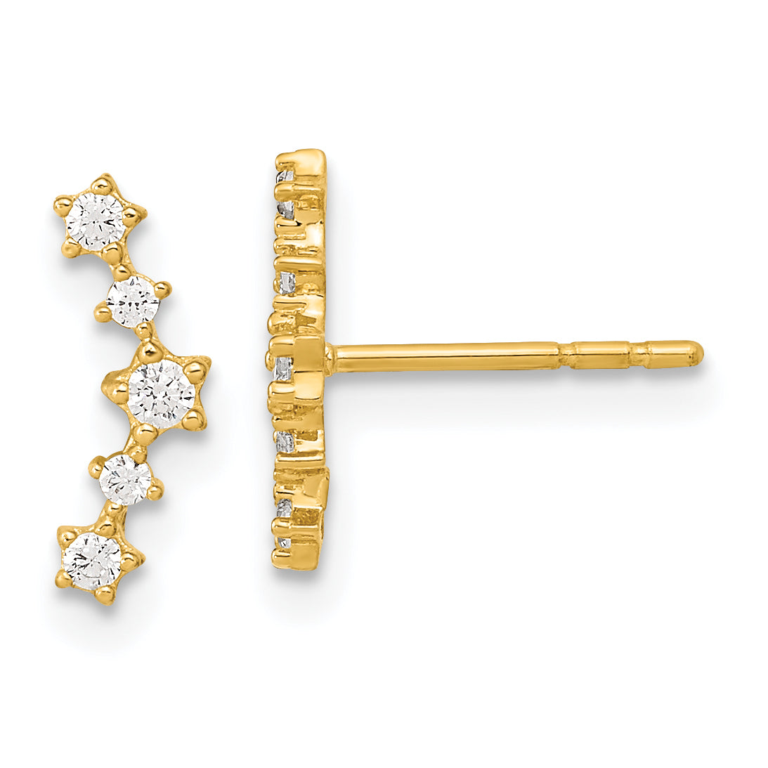 14K Polished Fancy CZ Post Earrings