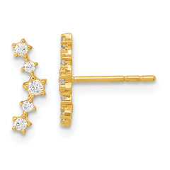 14K Polished Fancy CZ Post Earrings